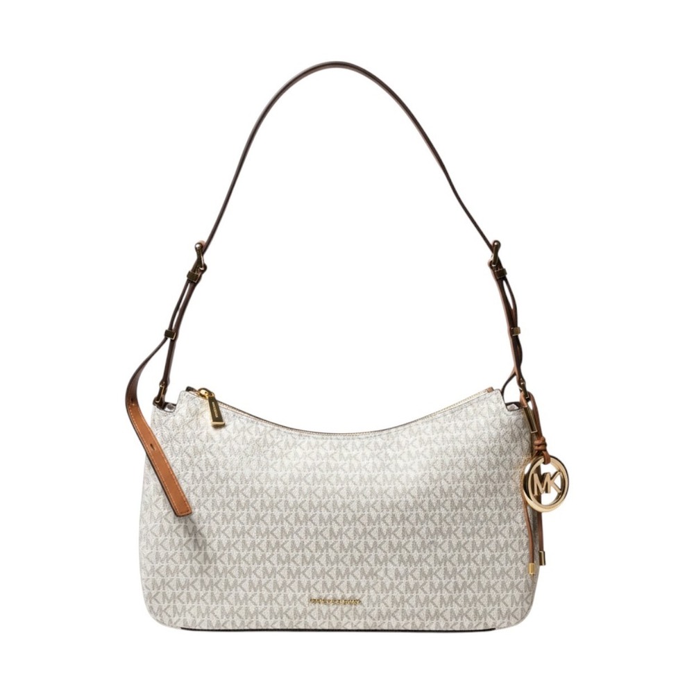 Michael Kors Jet Set Medium Logo Shoulder Bag Vanilla Luggage Leather Hobo